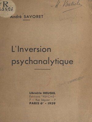 cover image of L'inversion psychanalytique